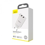 Зарядний пристрій Baseus Speed Mini Dual USB 10.5W Білий (CCFS-R02) - Зображення 7