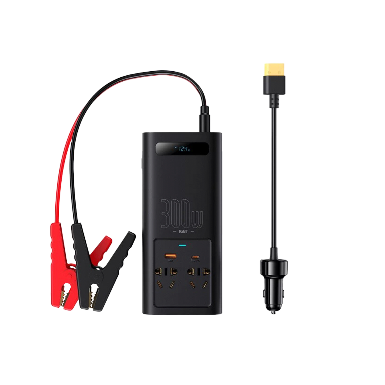 20390_1.png Автомобільний інвертор Baseus IGBT Power 300W 220V EU Черный (CGNB010101) - Зображення 1