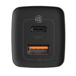 Мережевий зарядний пристрій Baseus GaN2 Lite 2 порти, USB + Type-C 65W Чорний (CCGAN2L-B01) - Зображення 2