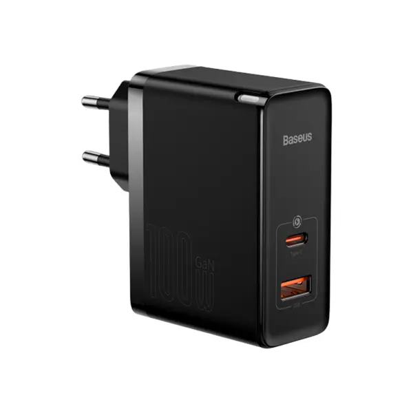Мережевий зарядний пристрій Baseus GaN5 Pro 2 порта, USB + Type-C 100W Черный (CCGP090201)