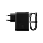 Мережевий зарядний пристрій Baseus GaN5 Pro 2 порта, USB + Type-C 100W Черный (CCGP090201) - Зображення 3