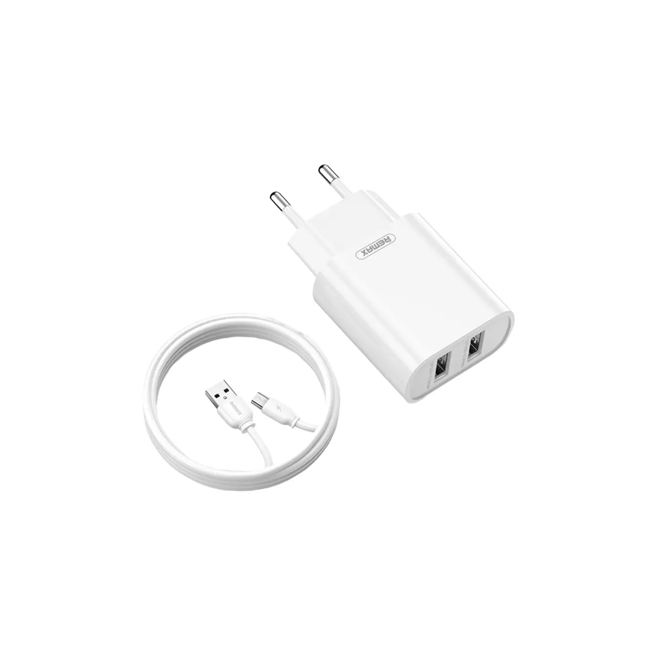 20469_1.png Мережевий зарядний пристрій Remax Jane + кабель USB 2.0 to microUSB 1М Белый (RP-U35-M) - Зображення 1
