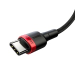 Кабель Baseus Cafule Type-C to Type-C PD2.0 100W 5A 20V 2M Чорний/Червоний (CATKLF-AL91) - Зображення 2
