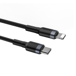 Кабель Baseus Cafule Type-C to Lightning PD 18W 1M Чорний/Сірий (CATLKLF-G1) - Зображення 3
