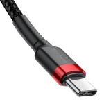 Кабель Baseus Cafule Type-C to Type-C PD2.0 60W 20V 3A 1M Чорний/Червоний (CATKLF-G91) - Зображення 4