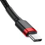 Кабель Baseus Cafule Type-C to Type-C PD2.0 60W 20V 3A 1M Чорний/Червоний (CATKLF-G91) - Зображення 4