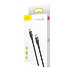 Кабель Baseus Cafule Type-C to Type-C PD2.0 60W 20V 3A 1M Чорний/Червоний (CATKLF-G91) - Зображення 7