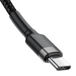 Кабель Baseus Cafule Type-C to Type-C PD2.0 60W 20V 3A 2M Чорний/Сірий (CATKLF-HG1) - Зображення 4