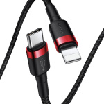 Кабель Baseus Cafule Type-C to Lightning PD 18W 1M Чорний/Червоний (CATLKLF-91) - Зображення 2