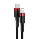 Кабель Baseus Cafule Type-C to Lightning PD 18W 1M Чорний/Червоний (CATLKLF-91) - Зображення 3