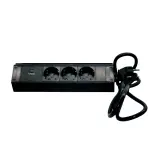 Меблева розетка кухонна (горизонтальна)  3 x 16 А , USB A+C 3,4 А, метал + провід 3 x 1.5 mm² - Зображення 3