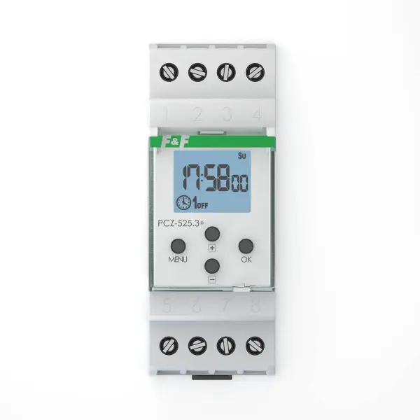 Таймер програмований F&F PCZ-525.3-PLUS, астрономічний, нічна перерва, NFC, дод. вхід