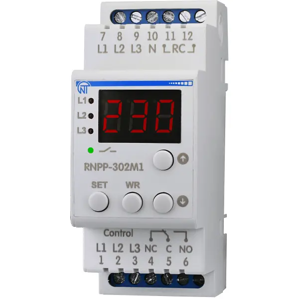 Трифазне реле напруги та контролю фаз РНПП-302М1 Новатек-Електро