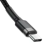 Кабель Baseus Cafule Type-C to Type-C PD2.0 60W 20V 3A 1M Чорний/Сірий (CATKLF-GG1) - Зображення 4