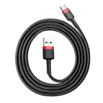 Кабель Baseus Cafule USB 2.0 to Type-C 3A 1M Чорний/Червоний (CATKLF-B91) - Зображення 2