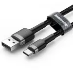 Кабель Baseus Cafule USB 2.0 to Type-C 2A 2M Чорний/Сірий (CATKLF-CG1) - Зображення 2