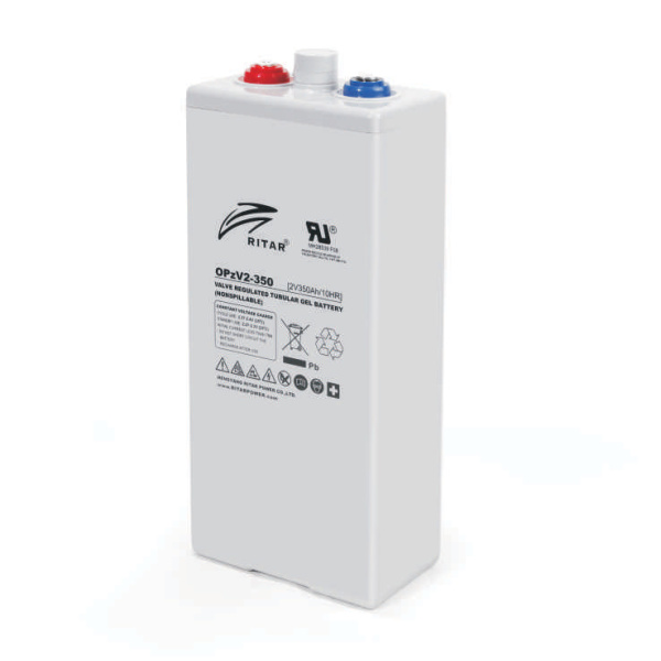 Акумуляторна батарея RITAR OPzV 2-350, Gray Case, 2V 350.0Ah (1200 С)  ( 124 х 206 х 513  ) 29 кг  Q1/36