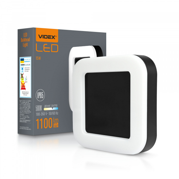 LED світильник ART IP65 квадратний VIDEX 15W 5000K Black