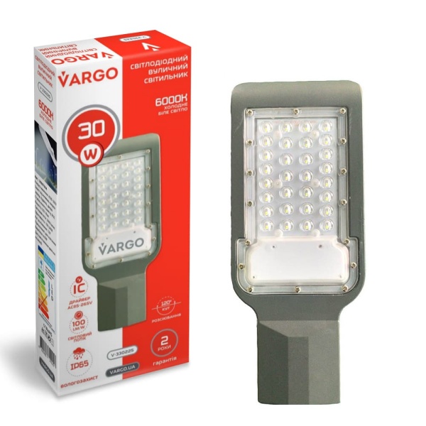 Світлодіодний вуличний світильник VARGO 30W 3000lm 6500K V-330225