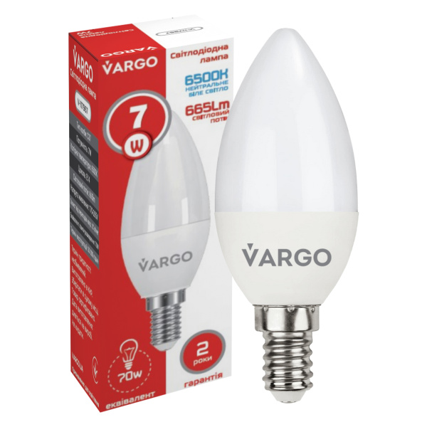 LED лампа VARGO C37 7W E14 665lm 6000K (V-117967)