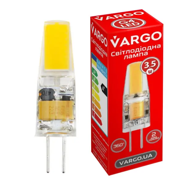 LED лампа VARGO G4, 3.5W, COB, 6500K, AC 220V, ɸ10×H32mm (V-114869)