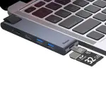 USB Hub Baseus Thunderbolt C Pro Seven-in-one Dual Type-C to USB3.0*2 + HDMI + RJ45 Ethernet + Type-C PD + microSD + SD card Cерый (CAHUB-L0G) - Зображення 3