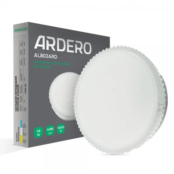 80181_al803ard-600x600-1.jpg Накладний світлодіодний світильник Ardero AL803ARD 48W коло декор - Зображення 1