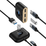 USB Hub Baseus Square Round 4 in 1 USB3.0 to USB3.0*1 + USB2.0*3 Черный (CAHUB-AY01) - Зображення 2