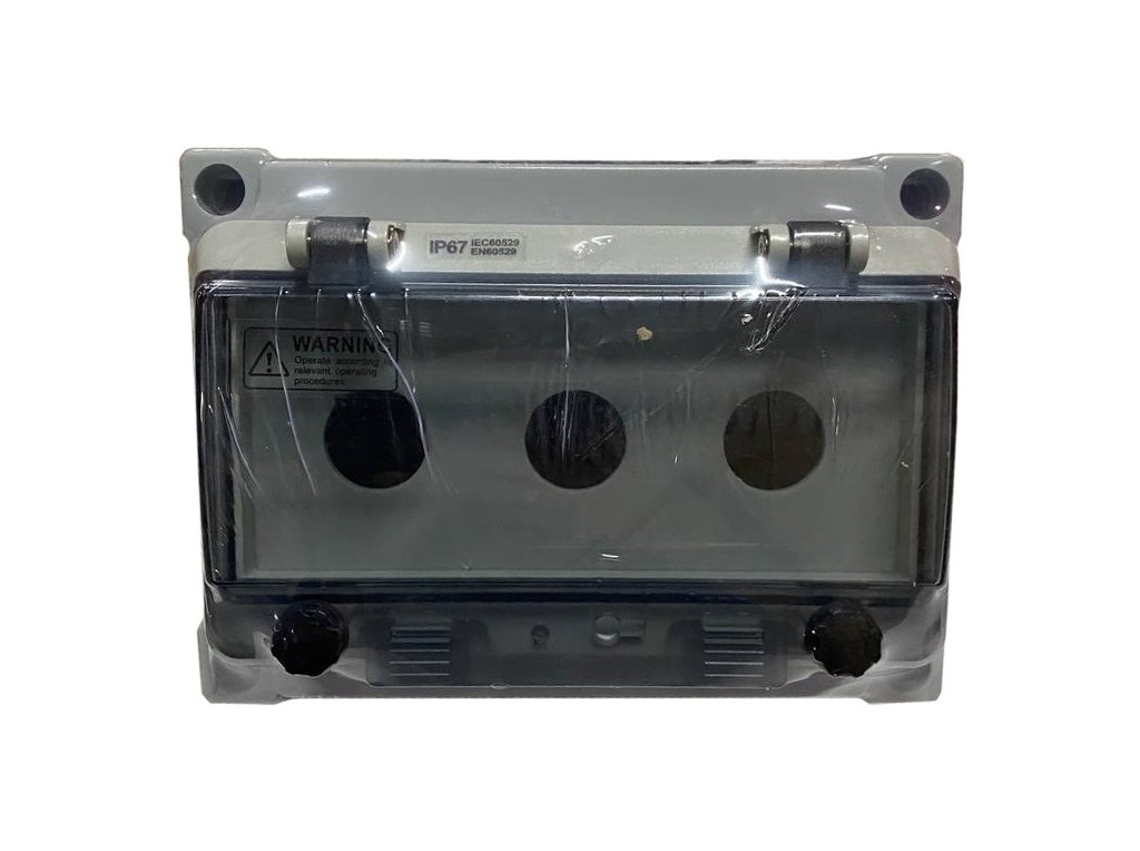 korpus-kp103-pro-ip65-dlya-knopok-3-mesta-s-prozrachnoj-kryshkoj-tnsy.jpg Корпус КП103 PRO IP65 для кнопок, 3 місця з прозорою кришкою TNSy - Зображення 1