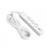 Мережевий подовжувач VIDEX ONCORD з/з 3п 3м (3x1.5мм) 2.4А 2USB+USB-C з кнопкою White - Зображення 2