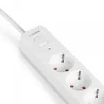 Мережевий подовжувач VIDEX ONCORD з/з 3п 3м (3x1.5мм) 2.4А 2USB+USB-C з кнопкою White - Зображення 3