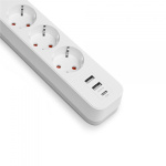 Мережевий подовжувач VIDEX ONCORD з/з 3п 3м (3x1.5мм) 2.4А 2USB+USB-C з кнопкою White - Зображення 4