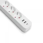 Мережевий подовжувач VIDEX ONCORD з/з 3п 3м (3x1.5мм) 2.4А 2USB+USB-C з кнопкою White - Зображення 4