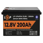 Акумулятор LP LiFePO4 12V (12,8V) - 200 Ah (2560Wh) (Smart BMS 100А) з BT пластик для ДБЖ