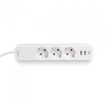 Мережевий подовжувач VIDEX ONCORD з/з 3п 3м (3x1.5мм) 2.4А 2USB+USB-C з кнопкою White - Зображення 5