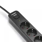 Мережевий подовжувач VIDEX ONCORD з/з 4п 3м (3x1.5мм) 3.4А USB(QC3.0) +USB-C(PD18W) з кнопкою Black - Зображення 3