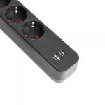 Мережевий подовжувач VIDEX ONCORD з/з 4п 3м (3x1.5мм) 3.4А USB(QC3.0) +USB-C(PD18W) з кнопкою Black - Зображення 4