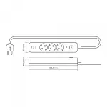 Мережевий подовжувач VIDEX ONCORD з/з 3п 3м (3x1.5мм) 2.4А 2USB+USB-C з кнопкою White - Зображення 9