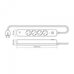 Мережевий подовжувач VIDEX ONCORD з/з 4п 3м (3x1.5мм) 3.4А USB(QC3.0) +USB-C(PD18W) з кнопкою Black - Зображення 9