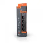 Мережевий подовжувач VIDEX ONCORD з/з 4п 3м (3x1.5мм) 3.4А USB(QC3.0) +USB-C(PD18W) з кнопкою Black