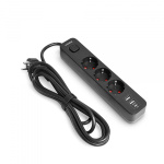 Мережевий подовжувач VIDEX ONCORD з/з 3п 3м (3x1.5мм) 2.4А 2USB+USB-C з кнопкою Black - Зображення 2