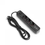 Мережевий подовжувач VIDEX ONCORD з/з 3п 3м (3x1.5мм) 2.4А 2USB+USB-C з кнопкою Black - Зображення 2