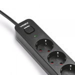Мережевий подовжувач VIDEX ONCORD з/з 3п 3м (3x1.5мм) 2.4А 2USB+USB-C з кнопкою Black - Зображення 3
