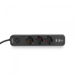 Мережевий подовжувач VIDEX ONCORD з/з 3п 3м (3x1.5мм) 2.4А 2USB+USB-C з кнопкою Black - Зображення 5