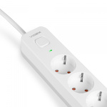 Мережевий подовжувач VIDEX ONCORD з/з 4п 3м (3x1.5мм) 3.4А USB(QC3.0) +USB-C(PD18W) з кнопкою White - Зображення 3
