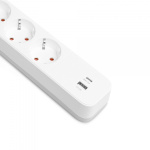 Мережевий подовжувач VIDEX ONCORD з/з 4п 3м (3x1.5мм) 3.4А USB(QC3.0) +USB-C(PD18W) з кнопкою White - Зображення 4