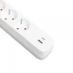Мережевий подовжувач VIDEX ONCORD з/з 4п 3м (3x1.5мм) 3.4А USB(QC3.0) +USB-C(PD18W) з кнопкою White - Зображення 4