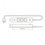 Мережевий подовжувач VIDEX ONCORD з/з 3п 3м (3x1.5мм) 2.4А 2USB+USB-C з кнопкою Black - Зображення 9