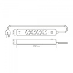 Мережевий подовжувач VIDEX ONCORD з/з 4п 3м (3x1.5мм) 3.4А USB(QC3.0) +USB-C(PD18W) з кнопкою White - Зображення 9