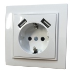 Розетка вн. устан. 1-а з/к з 2 USB 2.1A біла IP20 TNSy Malta - Зображення 2